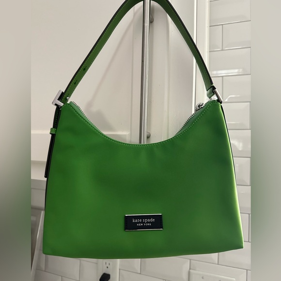 Kate Spade Sam Icon Small Nylon Shoulder Bag KS GREEN NEW - Picture 3 of 7